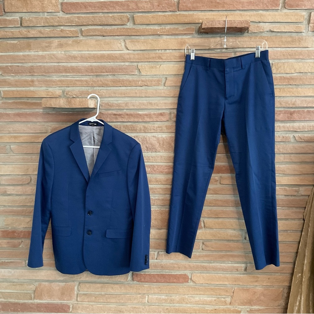 Express Men’s Extra Slim Fit 2 Piece Suit Royal Navy Blue Small